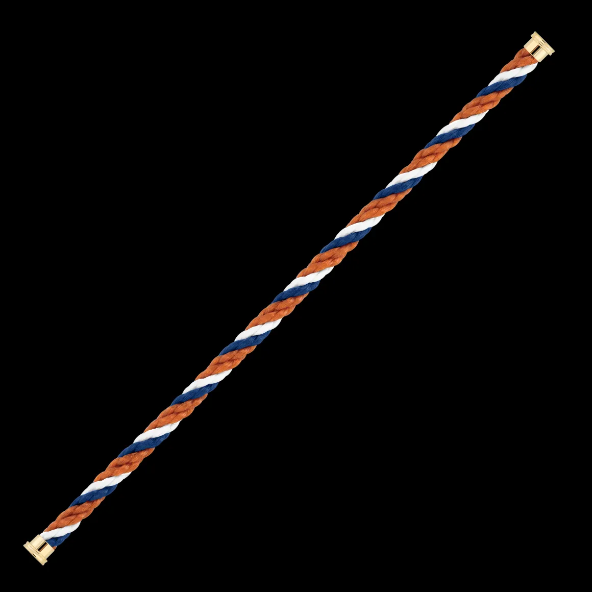 Roland-Garros Bracelets | Bracelets-Cable Fred pour 1 tour Corderie Bleu Blanc Terracotta - Embouts plaqués or jaune