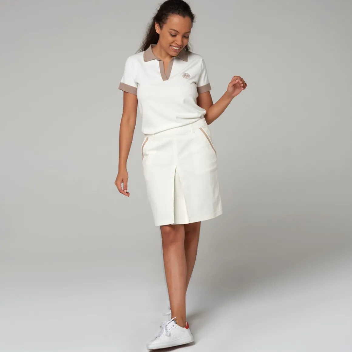 Roland-Garros Jupes, Robes & Pantalons-Jupe gabardine femme - Ecru