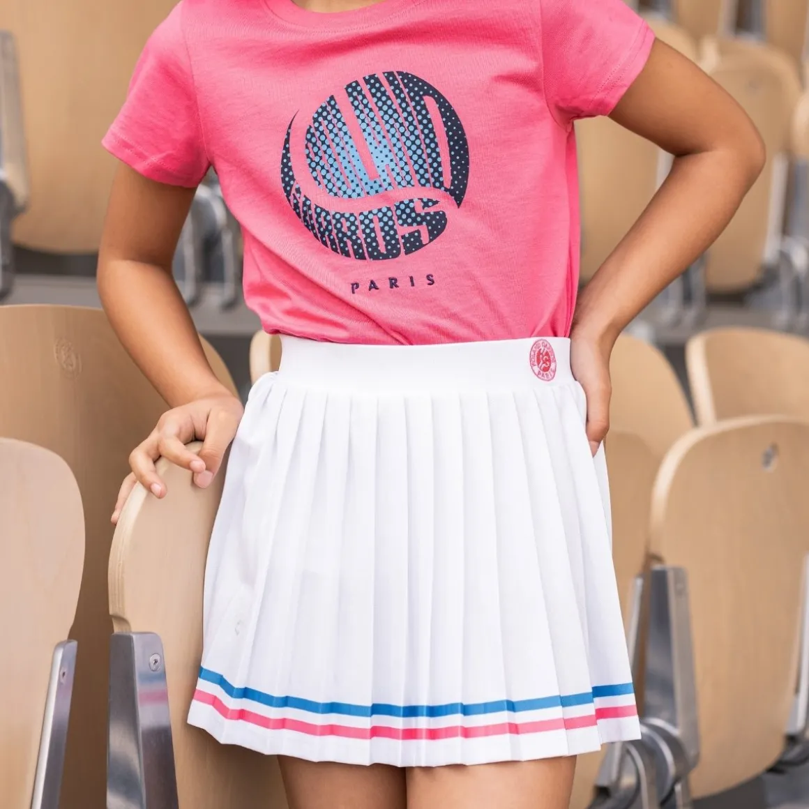 Roland-Garros Bas-Jupe plissée Pop Energy fille - Blanc