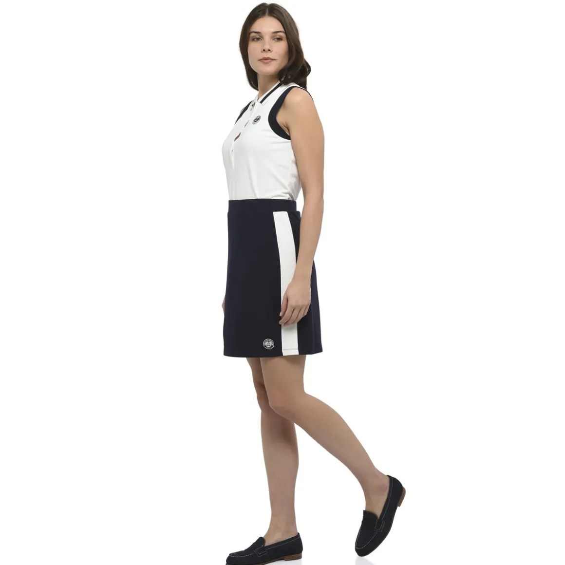 Roland-Garros Jupes, Robes & Pantalons-Jupe bandes côtés écru femme - marine