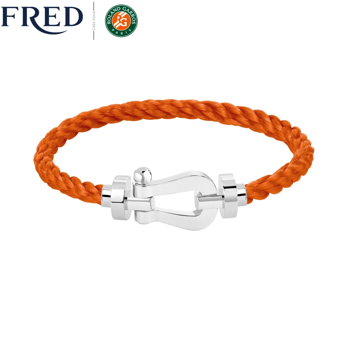 manille_force__fred_pour_rolandgarros__grand_modle_or_blanc_e_et_un_grenat_mandarin_8.webp Roland-Garros Bracelets | Bracelets-Manille Force 10 Fred pour - Grand modèle or blanc 750/1000e et un grenat mandarin