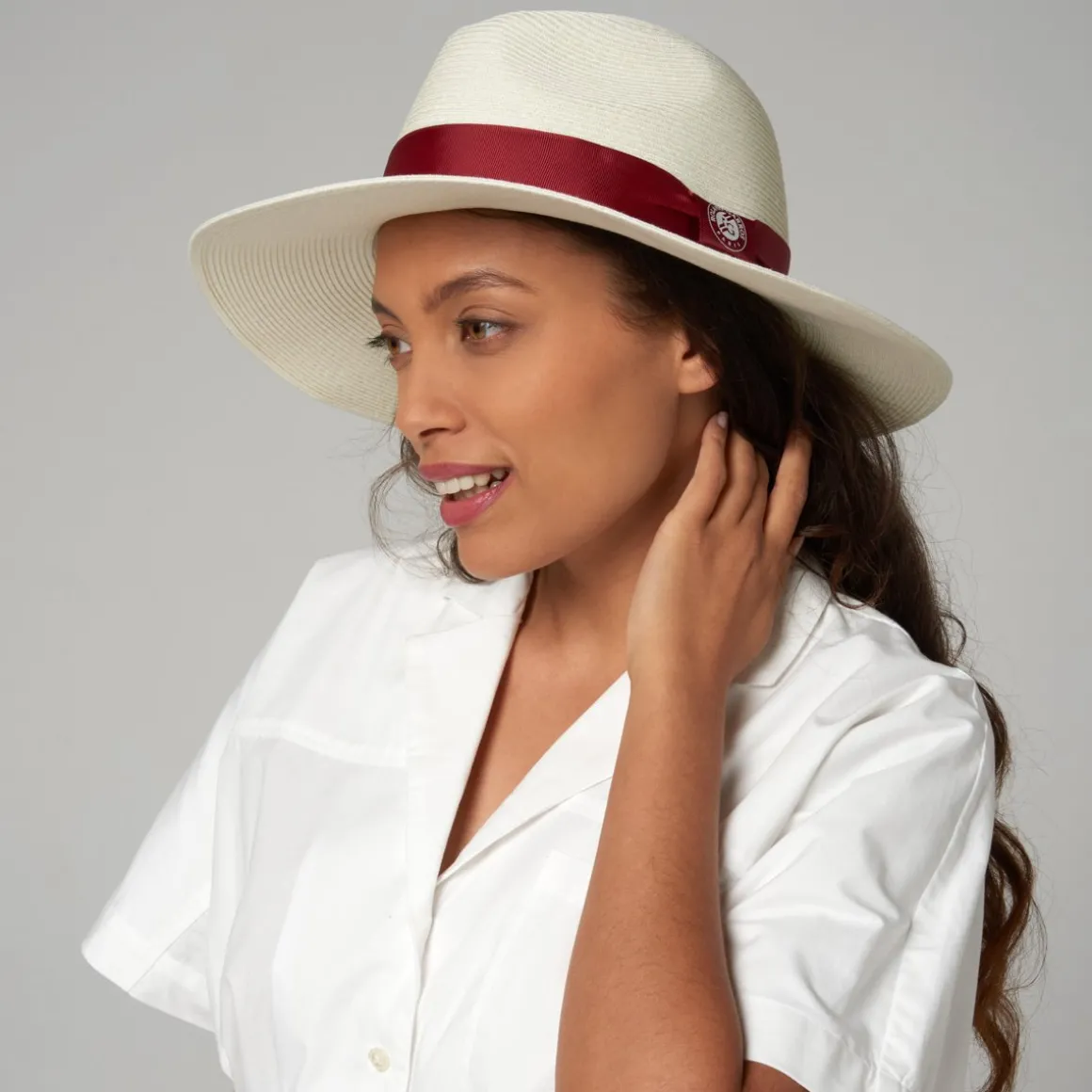 Roland-Garros Casquettes & Chapeaux-Panama Galeries Lafayette pour - Beige et bordeaux