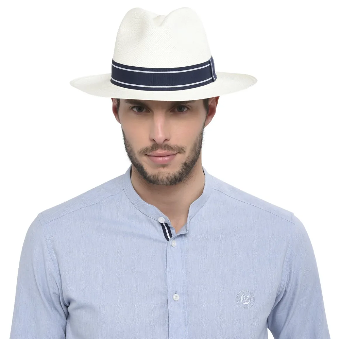 panama_vritable_ruban_ray_rolandgarros__ivoire_et_marine_5.webp Roland-Garros Casquettes & Chapeaux | Casquettes & Chapeaux-Panama véritable ruban rayé - Ivoire et marine