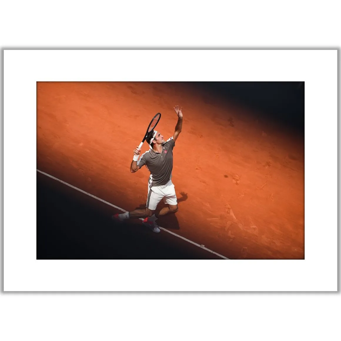 Roland-Garros Papeterie-Photo Roger Federer – Ombre et lumière - 30 x 40 cm