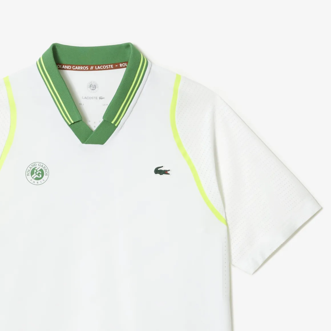 Roland-Garros Tenues De Tennis Hommes | Tenues De Tennis Hommes-Polo Daniil Medvedev Lacoste pour - Blanc Estragon