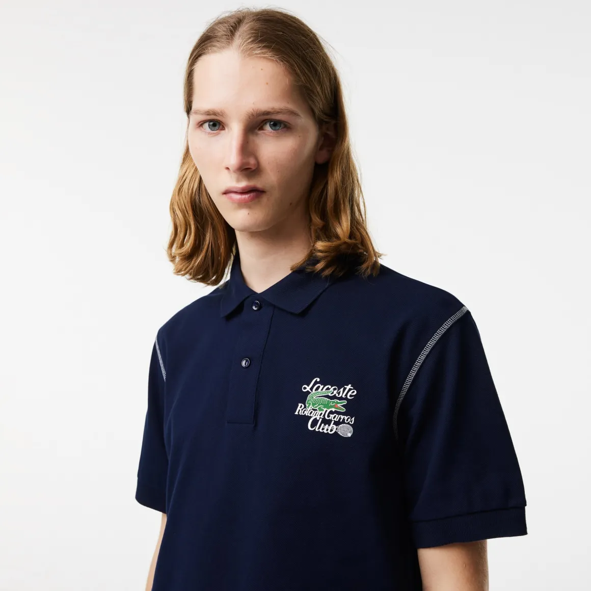 Roland-Garros Polos-Polo homme club Lacoste x - Marine