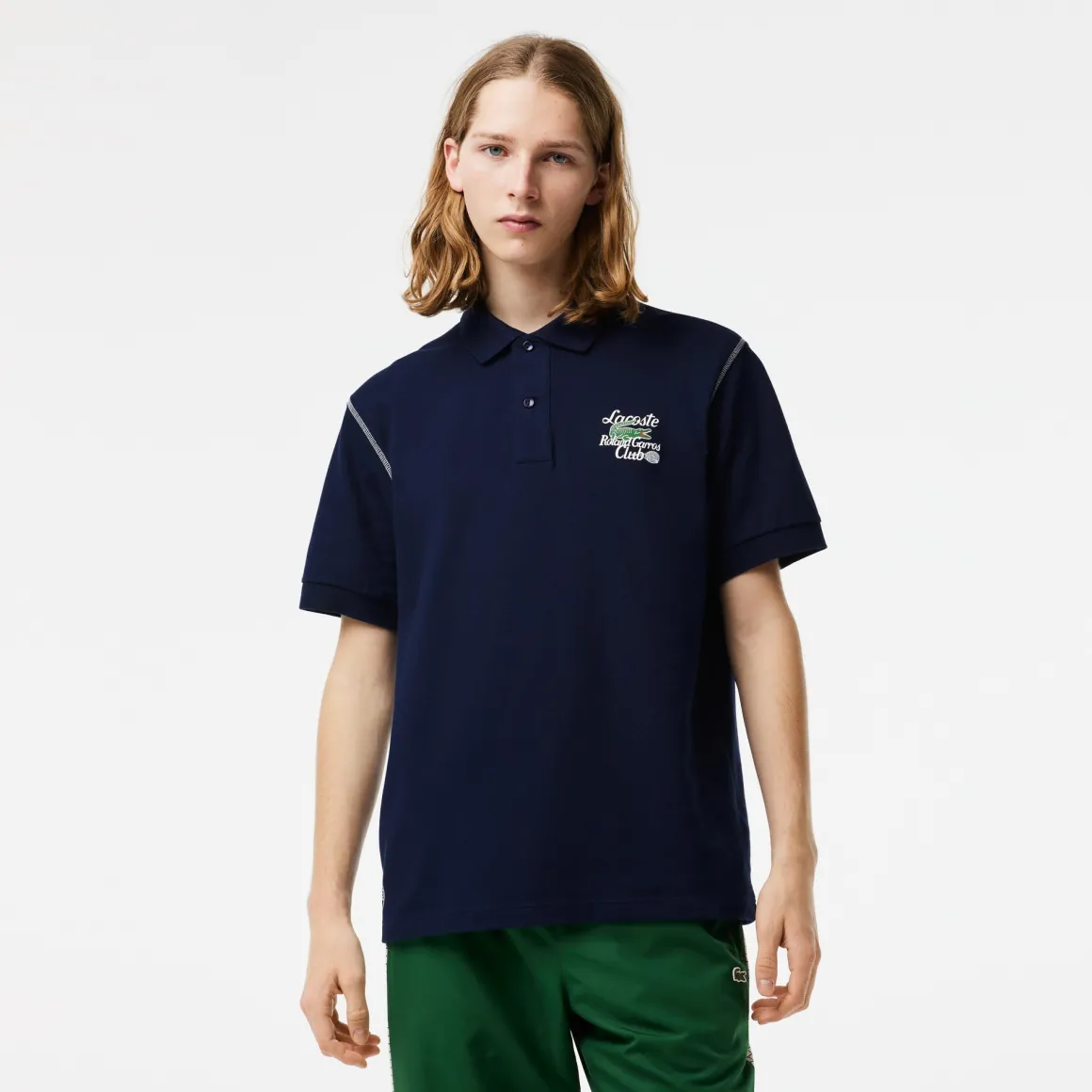 Roland-Garros Polos-Polo homme club Lacoste x - Marine