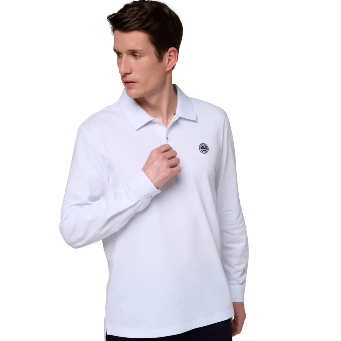 Roland-Garros Polos-Polo manches longues Homme - Blanc