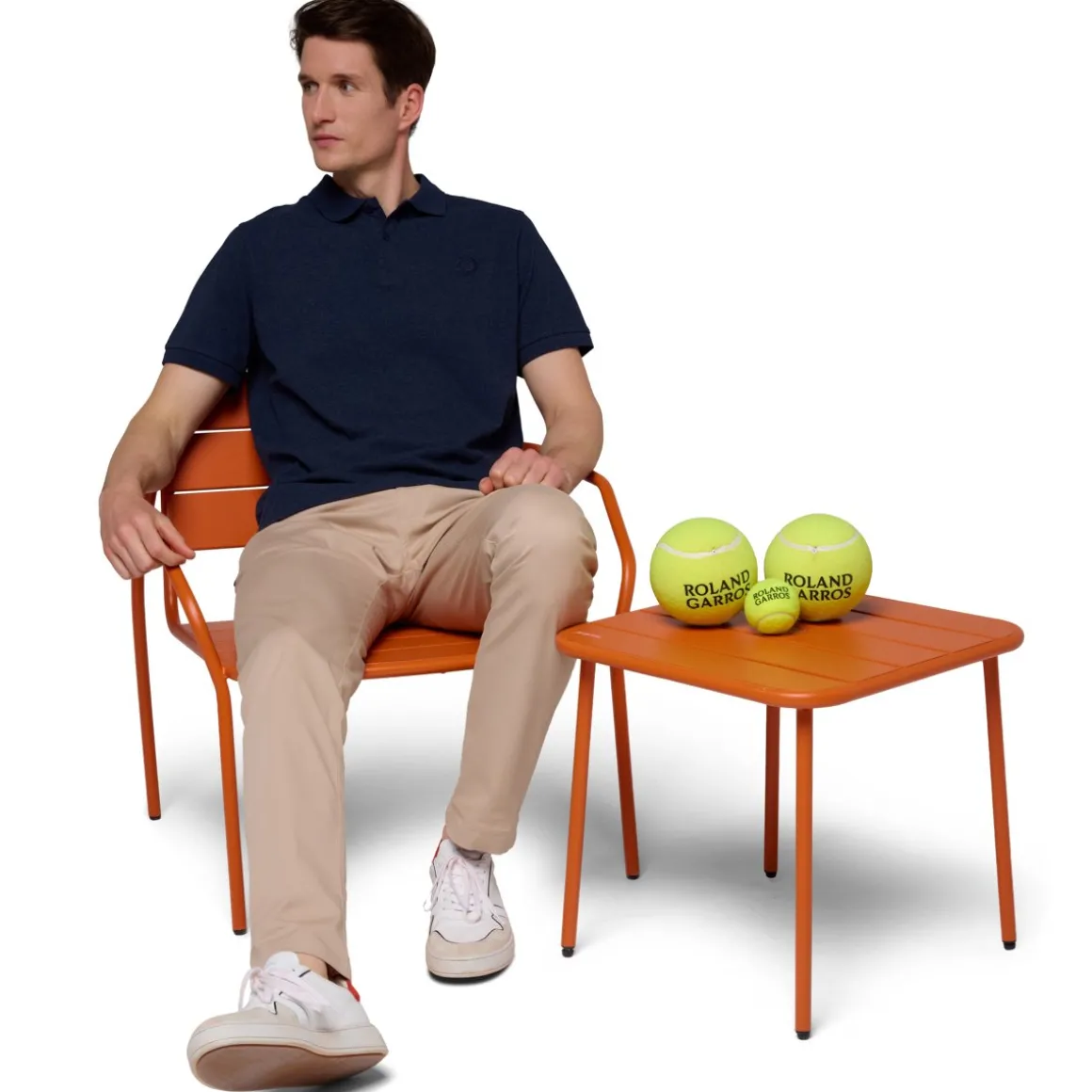 Roland-Garros Polos-Polo Piqué Homme - Marine chiné