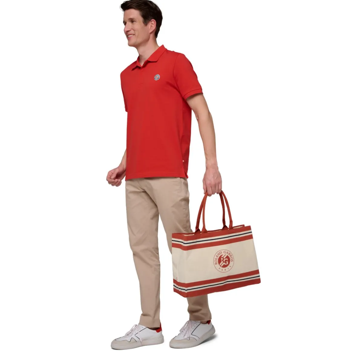 Roland-Garros Totebags & Sacs À Main | Sacs-Sac shopping logo réutilisable - Ecru et terre-battue