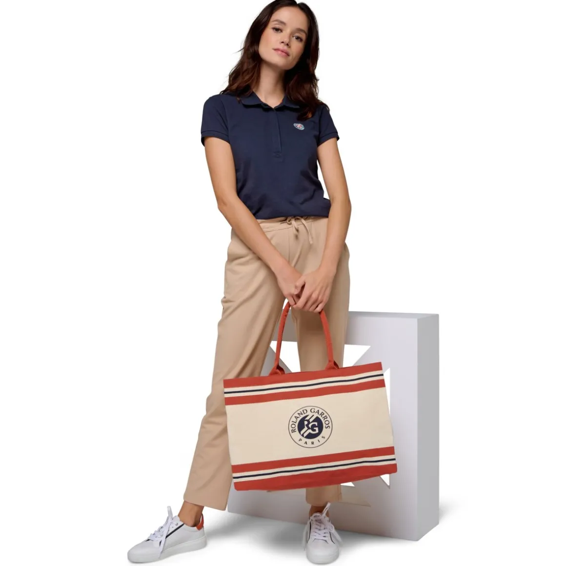 Roland-Garros Totebags & Sacs À Main | Sacs-Sac shopping logo réutilisable - Ecru et terre-battue