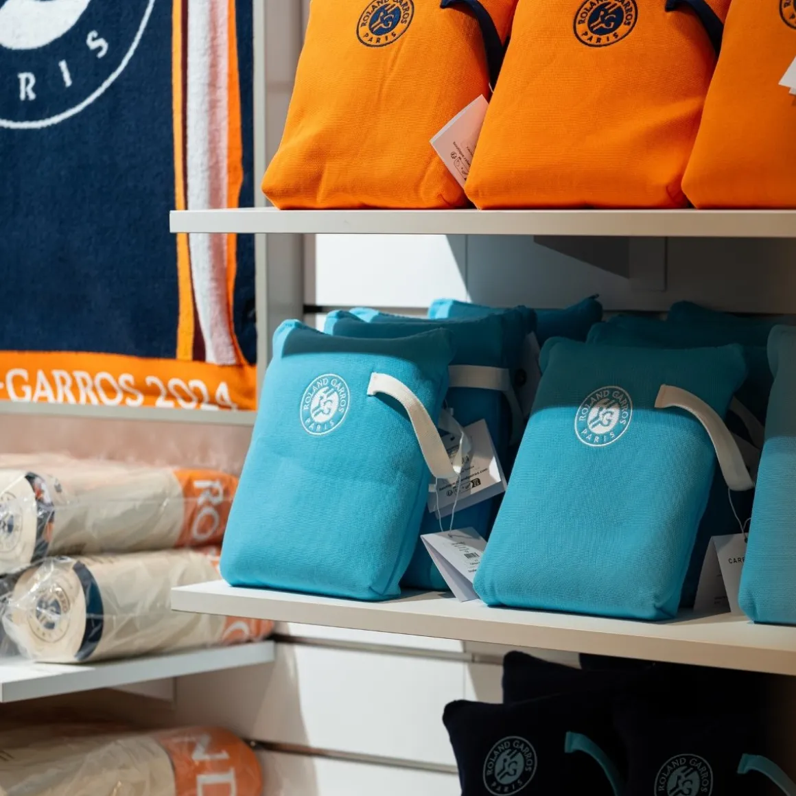Roland-Garros Linge De Bain | Serviettes Joueurs / Joueuses-Serviette en trousse Carré Blanc - Bleu clair