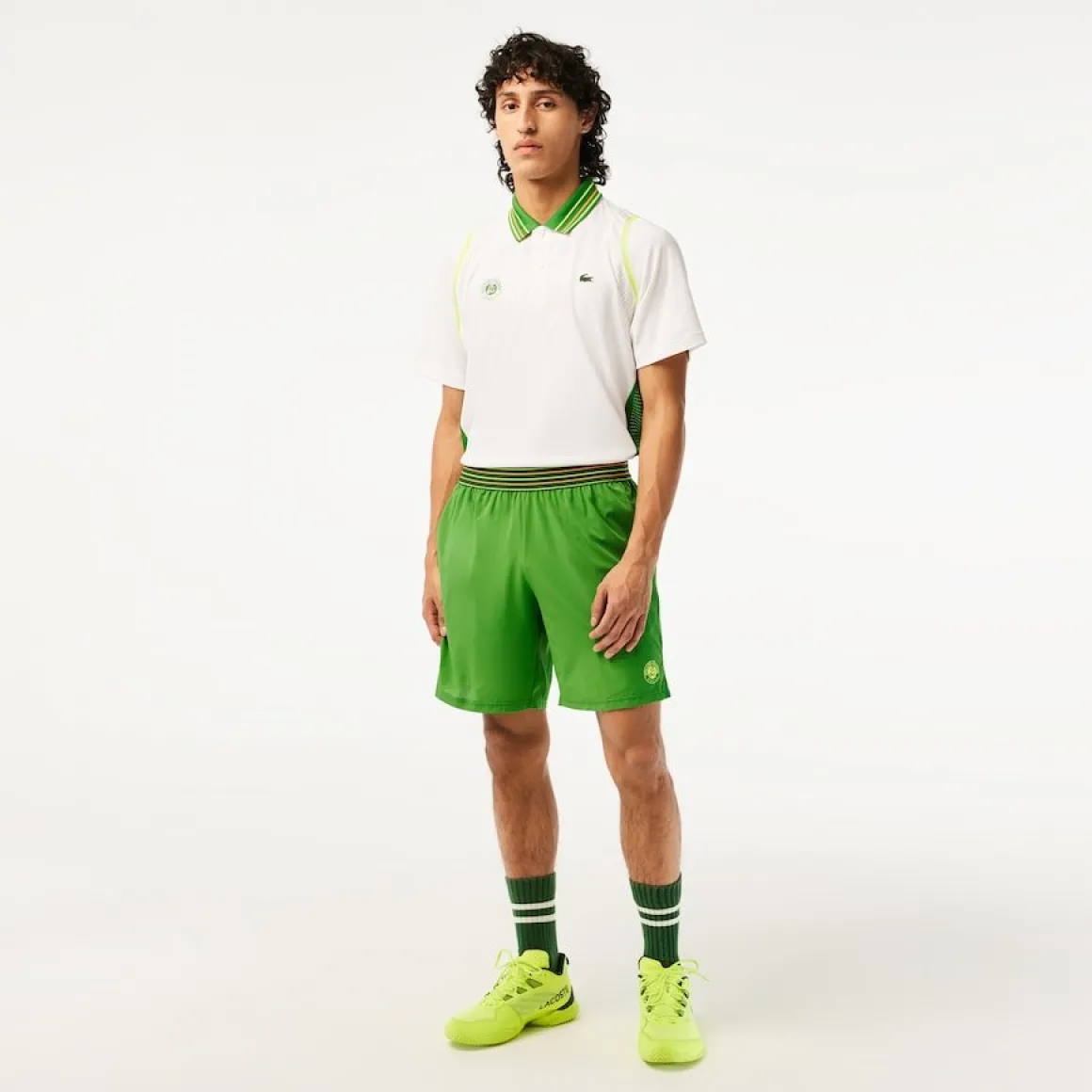 Roland-Garros Tenues De Tennis Hommes | Tenues De Tennis Hommes-Short homme Sport Édition Lacoste pour Roland Garros avec shorty intégré - Vert