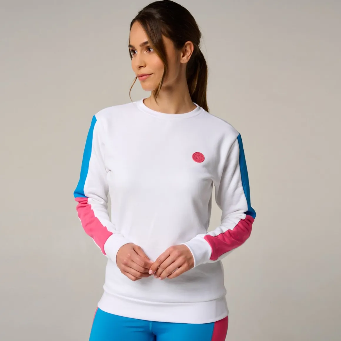 Roland-Garros Pulls & Sweats-Sweat Pop Energy femme - Bleu et Rose