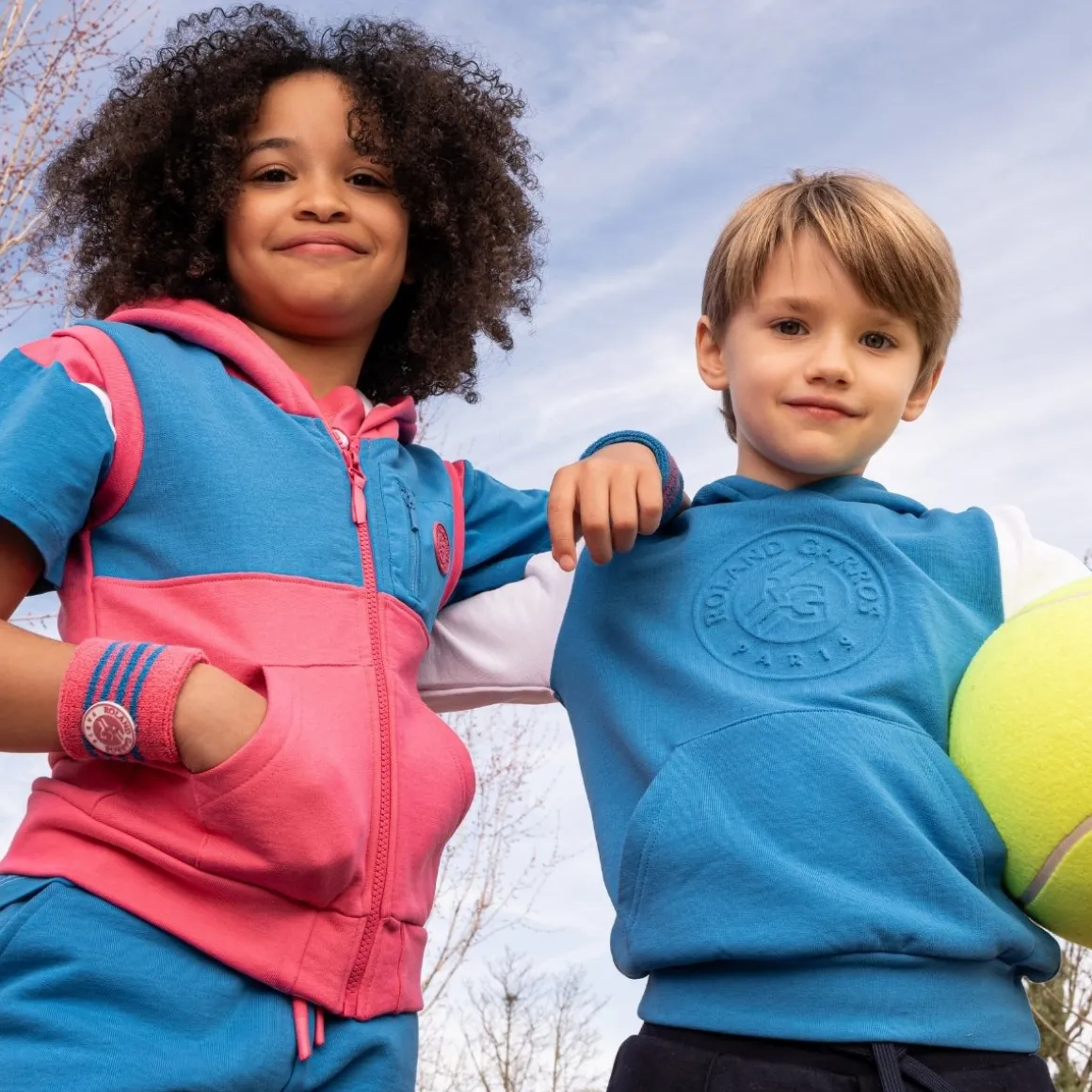 Roland-Garros Hauts-Sweat Pop Energy fille - Rose et Bleu