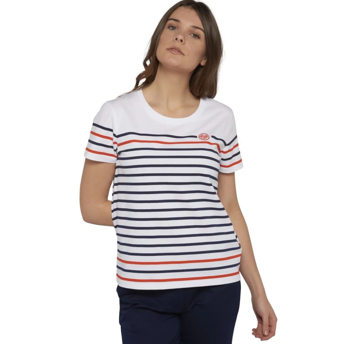 Roland-Garros T Shirts & Débardeurs-T shirt femme marinière - blanc