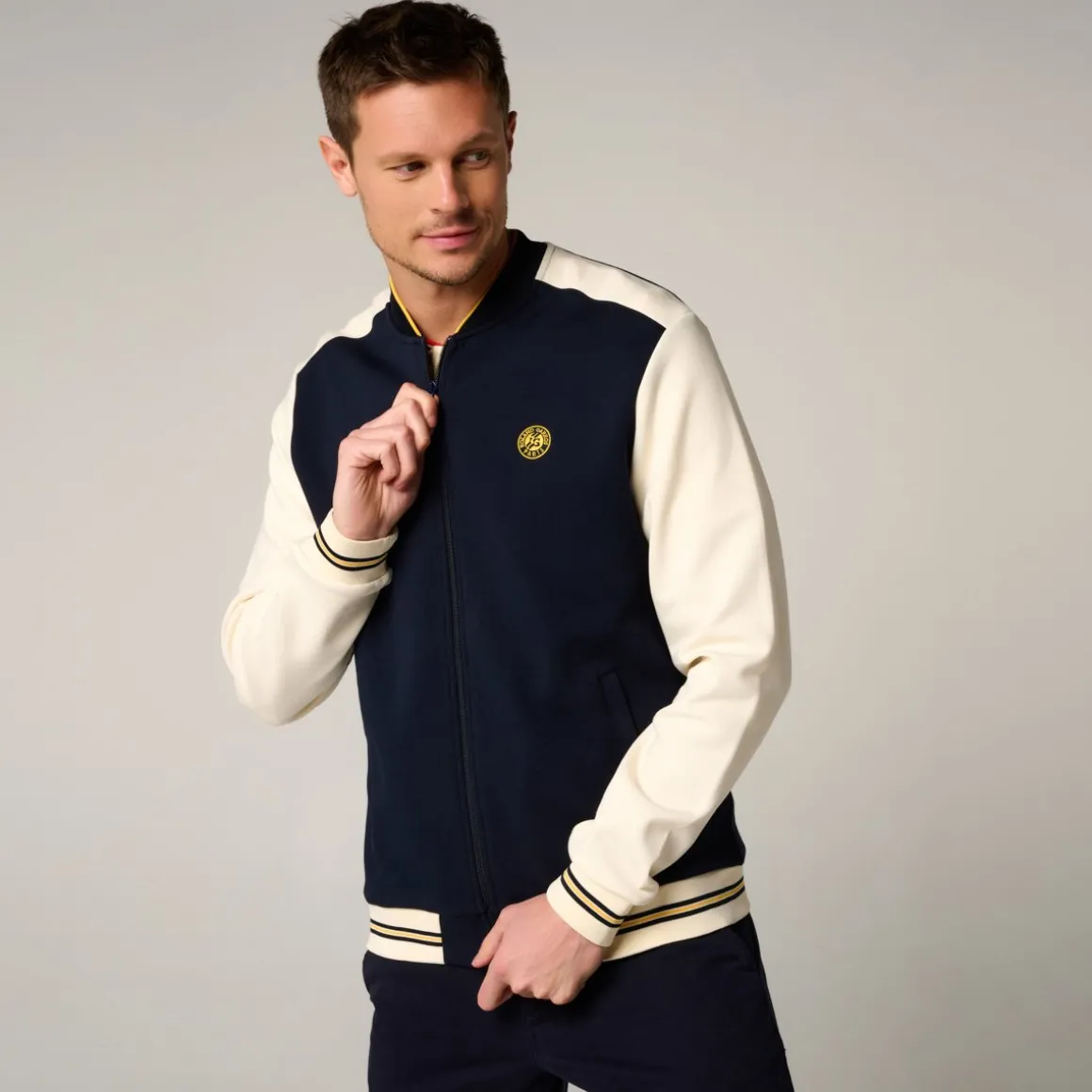 Roland-Garros Vestes-Teddy Heritage homme - Marine et ecru