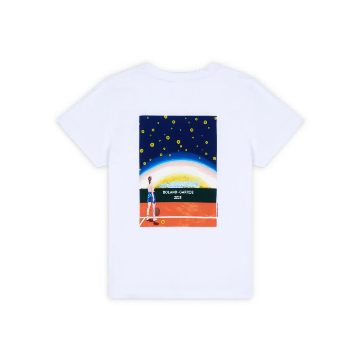 Roland-Garros Hauts | Hauts-T-shirt affiche officielle 2023 enfant- Blanc