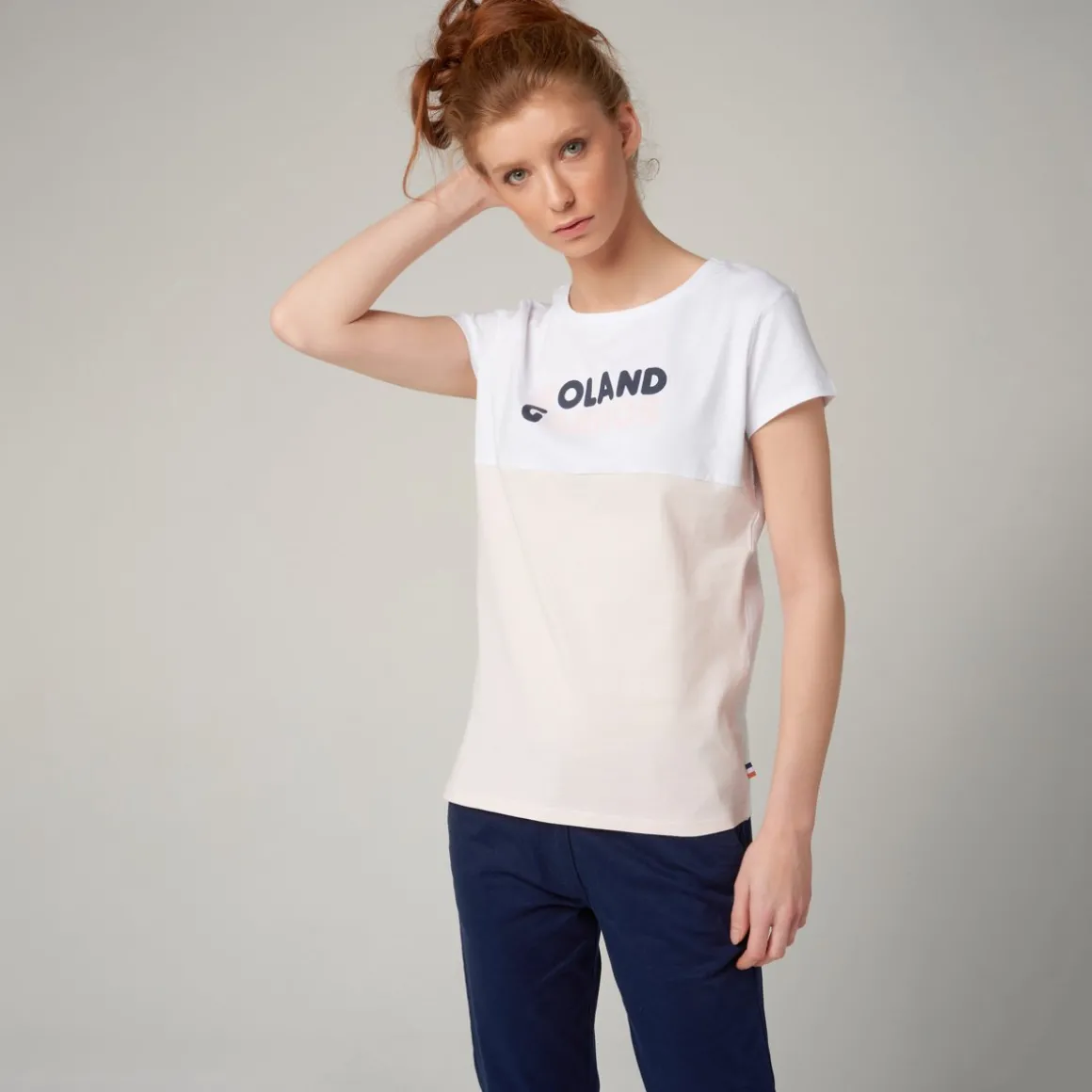 Roland-Garros T Shirts & Débardeurs-T-shirt col rond Color Block Femme - rose et blanc