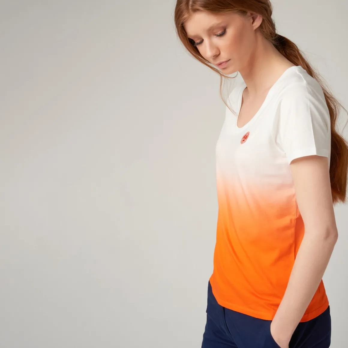 Roland-Garros T Shirts & Débardeurs-T-shirt ecru femme tie and dye - terre battue