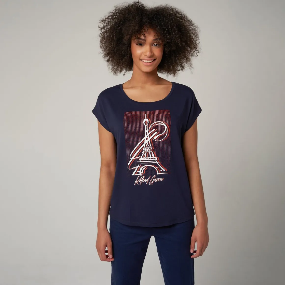 tshirt_femme_tour_eiffel_rolandgarros__marine_3.webp Roland-Garros T Shirts & Débardeurs-T-shirt femme Tour Eiffel - Marine