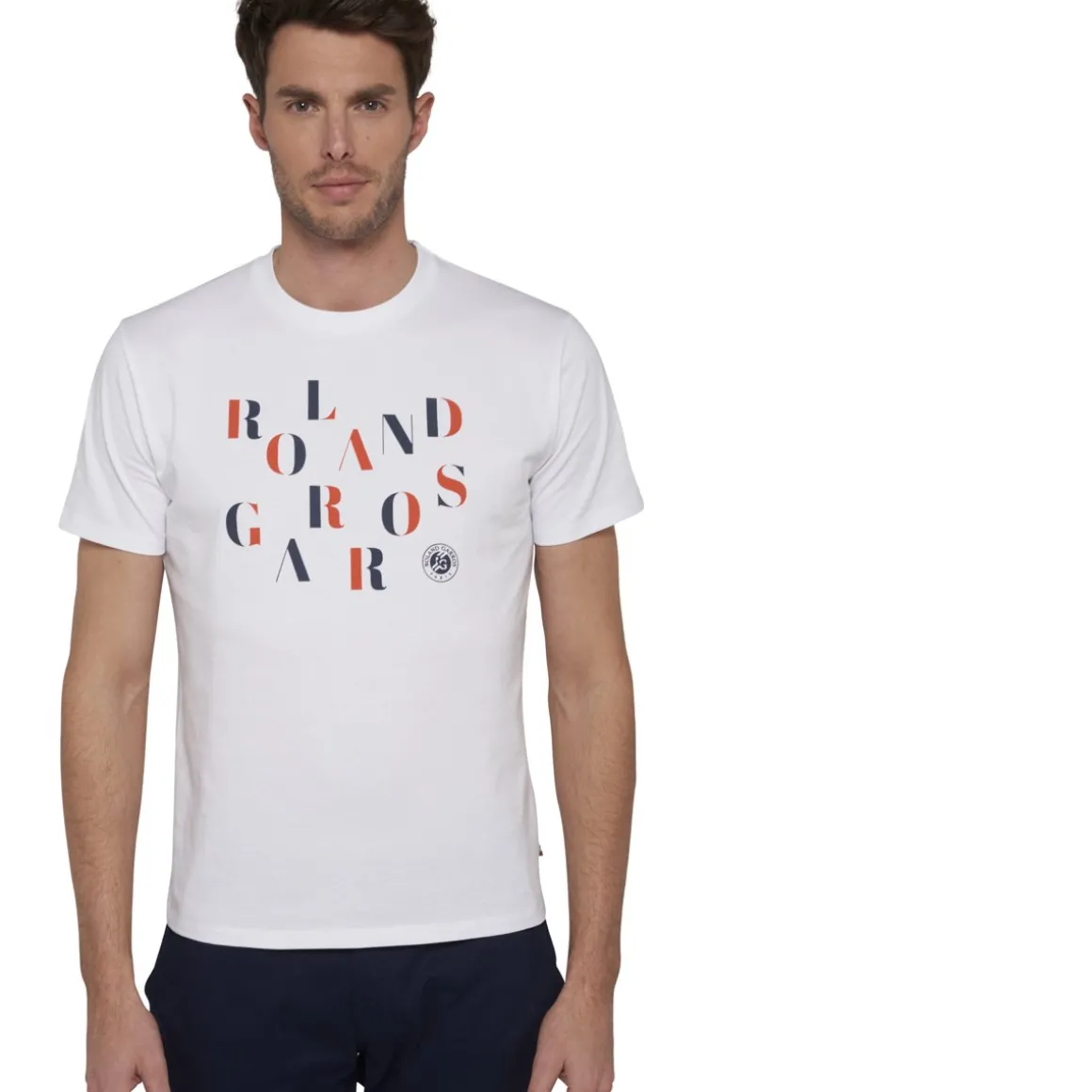 Roland-Garros T-shirts-T-shirt homme col rond lettres - blanc