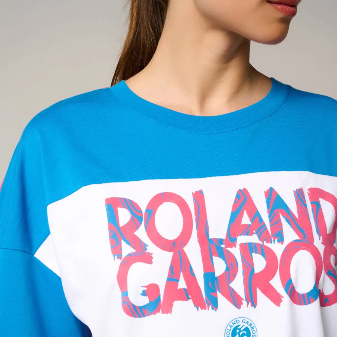 tshirt_pop_energy_femme_rolandgarros__bleu_et_rose_1.webp Roland-Garros T Shirts & Débardeurs-T-Shirt Pop Energy femme - Bleu et Rose