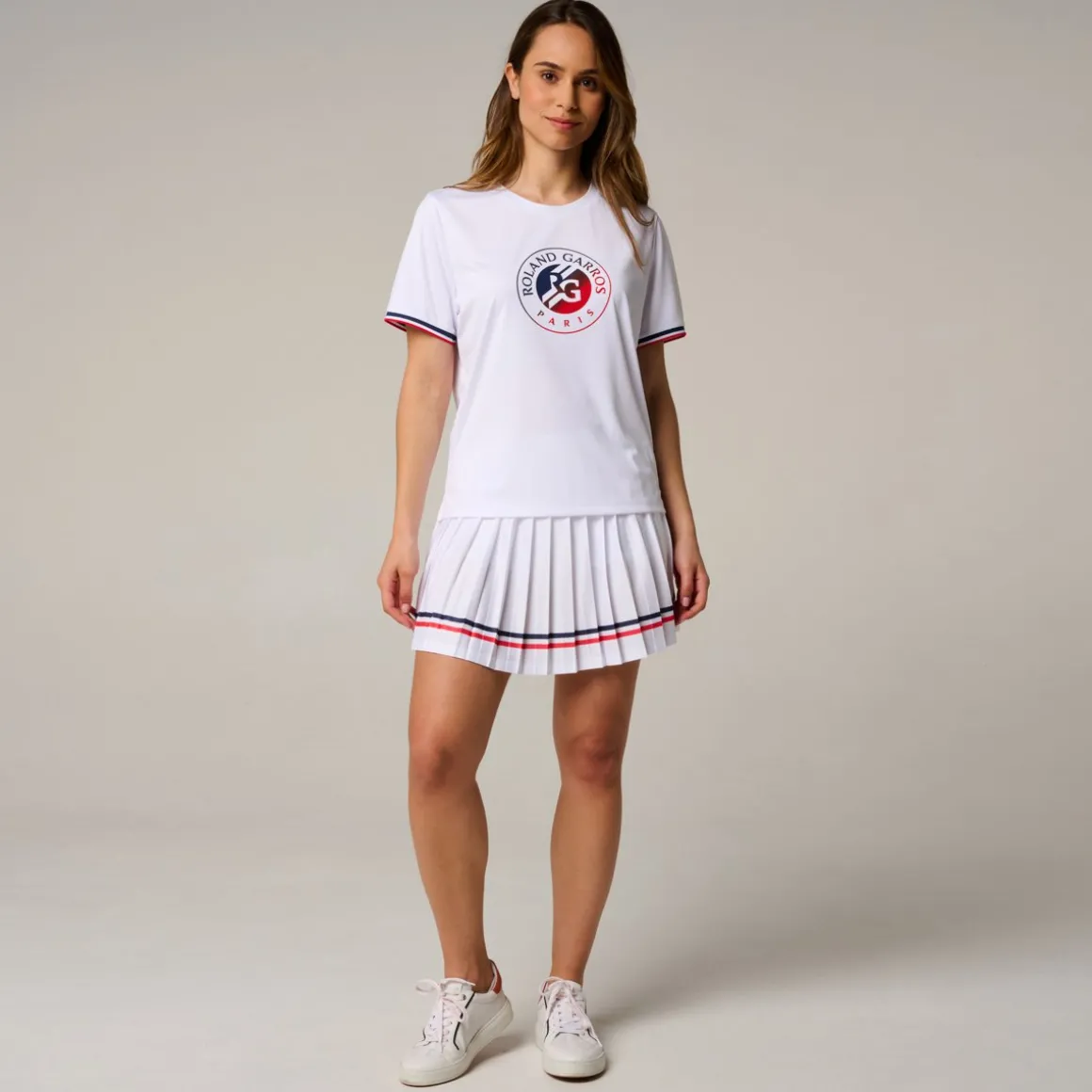 tshirt_tricolore_femme_rolandgarros__blanc_2.webp Roland-Garros T Shirts & Débardeurs-T-shirt Tricolore femme - Blanc